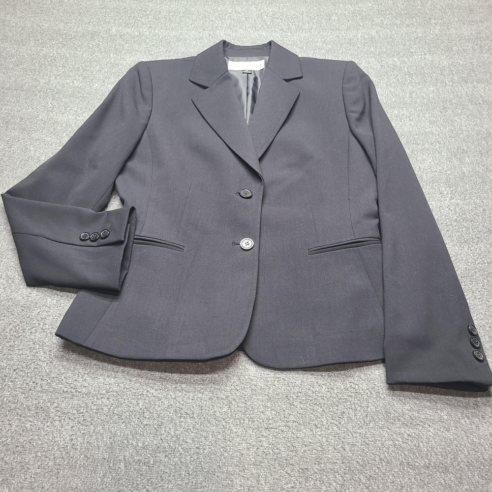Tahari Blazer Women 4P Black Excellent 2-Button Lined Professional Suit Jacket